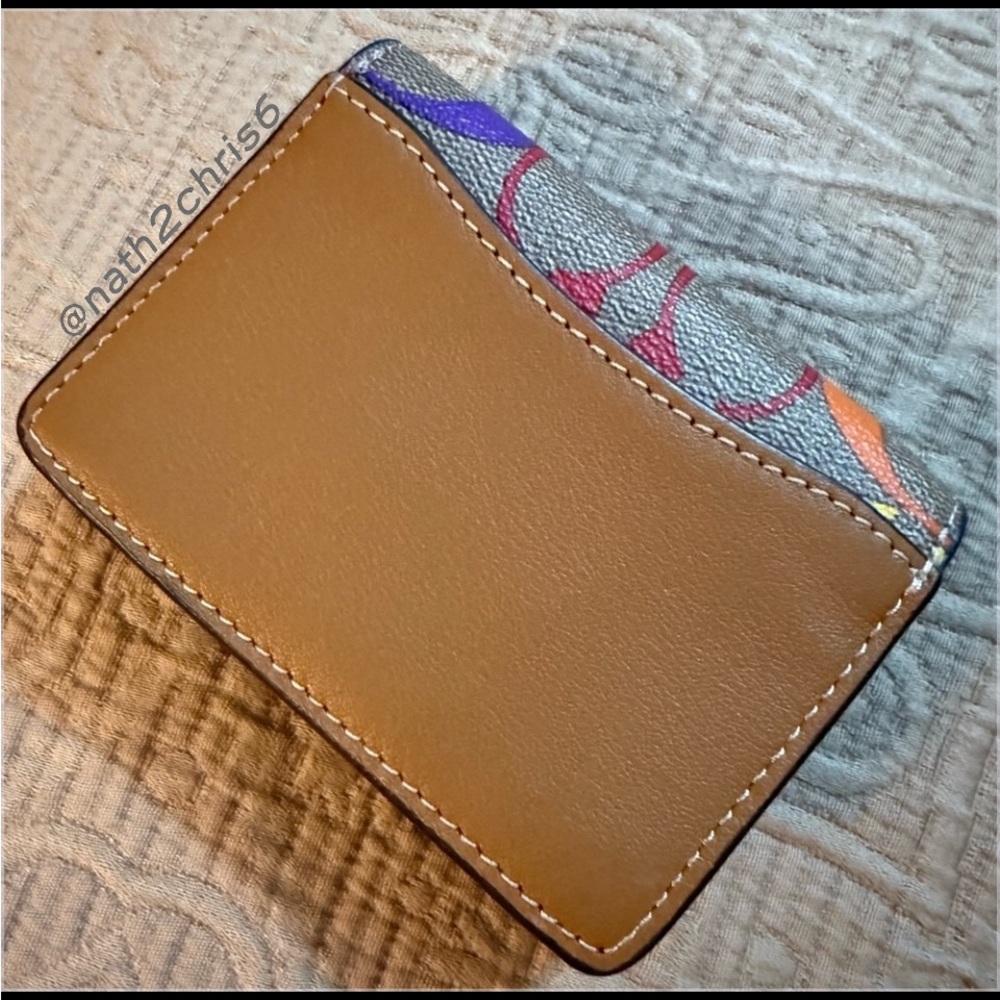 COACH Rainbow Signature canvas convertible mini wallet golden Chain - Picture 5 of 16